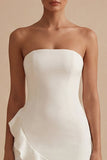 Strapless bodycon met gerimpelde witte jurkjes
