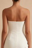 Strapless bodycon met gerimpelde witte jurkjes