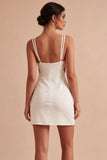 Bodycon witte spaghettibandjes minijurk met uitsnede
