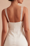 Bodycon witte spaghettibandjes minijurk met uitsnede