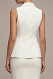 Ivoorkleurige 2-delige genotched revers slim fit enkelvoudige midi businessjurk