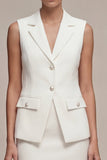 Witte korte 2-delige notched revers slim fit enkelvoudige zakelijke jurk
