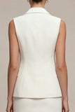 Witte korte 2-delige notched revers slim fit enkelvoudige zakelijke jurk