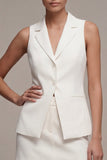 2-delige genotched revers slim fit witte korte enkelrijige zakenjurk