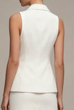 2-delige genotched revers slim fit witte korte enkelrijige zakenjurk