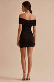 Cold Shoulder Bodycon satijn Klein Zwart Jurkje