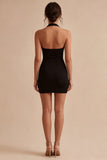 Eenvoudige halter Bodycon satijnen Kleine Zwarte Jurk