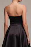 Strapless korset A Line Klein Zwart Jurkje met Zakken