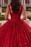 Baljurk korset Rode pailletten quinceañera jurk
