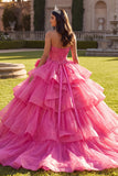 Halter Fuchsia met ruches baljurk quinceañera jurk met strik