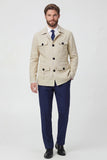 Beige Notch Notel Enkelborstige Herenjas