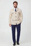 Beige Notch Notel Enkelborstige Herenjas