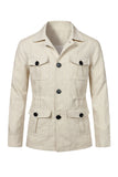 Beige Notch Notel Enkelborstige Herenjas