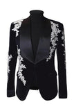 Shawl Revers Zwart Eenknops Herentrouwpakken met applicaties