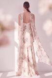 Abrikozenzeemeermin Chiffon Spaghetti Straps Maxi Bloemenjurk met split