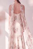 Abrikozenzeemeermin Chiffon Spaghetti Straps Maxi Bloemenjurk met split