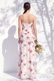 Strapless blauwe bloemenjurk van de A-lijn bruidsmeisjesjurk met split