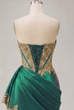 Donkergroene satijnen Sweetheart Geraolde Pailletten Transparante korset Homecoming Jurk met sjerp