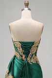 Donkergroene satijnen Sweetheart Geraolde Pailletten Transparante korset Homecoming Jurk met sjerp