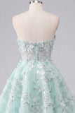 A-Line Mint Bloemen Sweetheart Korset Homecoming Jurk