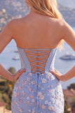 Sweetheart roze korset Bodycon bloemen homecoming jurk met applicaties
