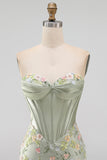 Sweetheart roze korset Bodycon bloemen homecoming jurk met applicaties