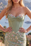 Sweetheart roze korset Bodycon bloemen homecoming jurk met applicaties