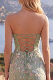 Sweetheart roze korset Bodycon bloemen homecoming jurk met applicaties