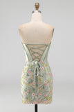 Sweetheart roze korset Bodycon bloemen homecoming jurk met applicaties