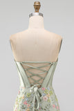 Sweetheart roze korset Bodycon bloemen homecoming jurk met applicaties