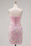Sweetheart roze korset Bodycon bloemen homecoming jurk met applicaties