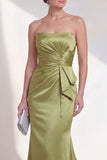 Strapless groene zeemeermin gerimpelde formele jurk