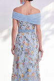 Groene A-lijn off-the-shoulder bloemenjurk in de Mother of the Bride jurk