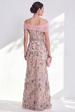 Groene A-lijn off-the-shoulder bloemenjurk in de Mother of the Bride jurk