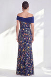 Groene A-lijn off-the-shoulder bloemenjurk in de Mother of the Bride jurk