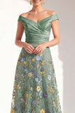 A-lijn blush off the shoulder bloemenjurk in de Mother of the Bride jurk