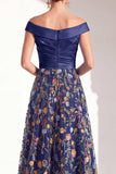 A-lijn blush off the shoulder bloemenjurk in de Mother of the Bride jurk