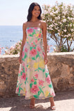 Narcissroze Bloem strapless A-lijn midijurk