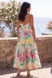 Narcissroze Bloem strapless A-lijn midijurk