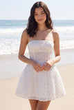 Ivory A Line strapless korset minijurk met kralen
