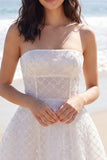 Ivory A Line strapless korset minijurk met kralen