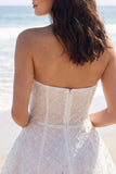 Ivory A Line strapless korset minijurk met kralen