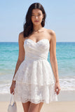 Sweetheart Floral A Line Klein Wit Jurkje met lagen