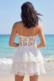 Sweetheart Floral A Line Klein Wit Jurkje met lagen