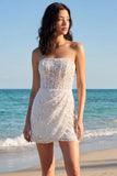 Glinsterende, strapless pailletten bodycon korset minijurk