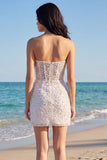 Glinsterende, strapless pailletten bodycon korset minijurk
