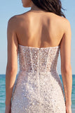 Glinsterende, strapless pailletten bodycon korset minijurk