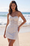 Ivoor strapless bodycon pailletten korset minijurk met strik