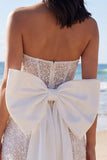 Ivoor strapless bodycon pailletten korset minijurk met strik