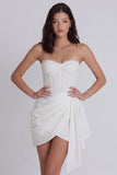 Strapless korset Bodycon Kant Klein Wit Jurkje